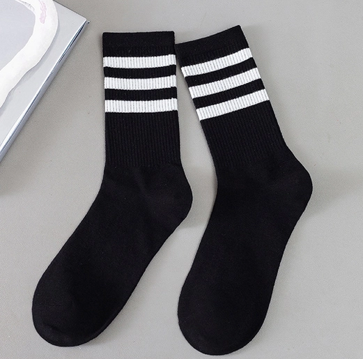 Black 3 Stripe Sport Socks