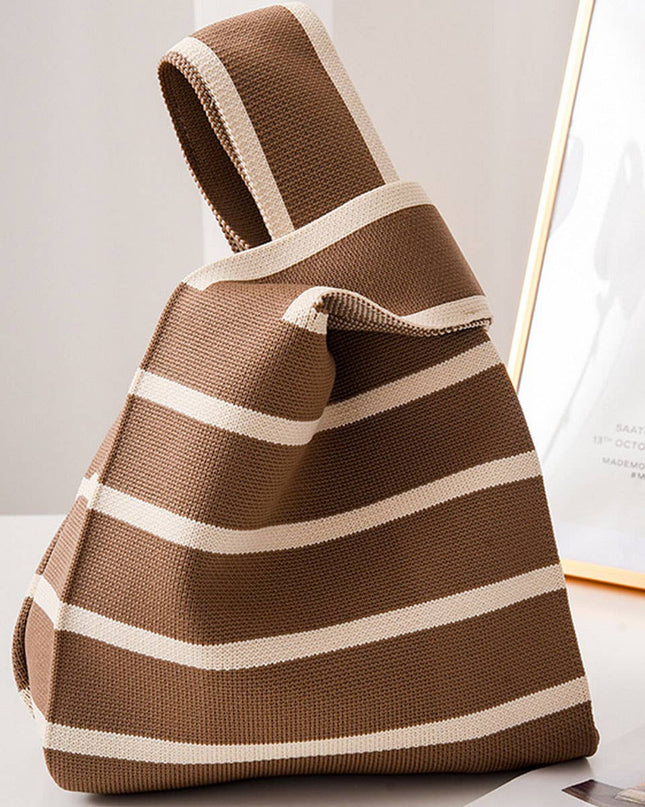 Stripe Print Knit Handbag - Shop Simply Apparel