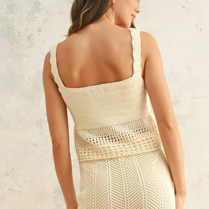 Beige Crochet Knitted Tank Top - Shop Simply Apparel