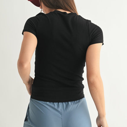 Black Micro-Ribbed Athleisure Top - Shop Simply Apparel