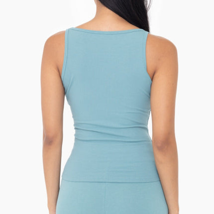 Grey Teal Square Neck Micro-Ribbed Tank Top - Shop Simply Apparel