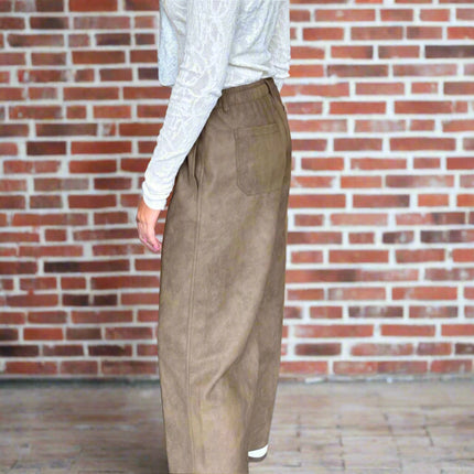 Brown Faux Leather Wide Leg Pant - Shop Simply Apparel