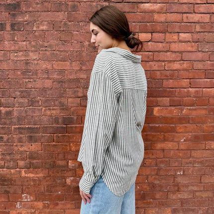 Black Stripe Button Down Shirt - Shop Simply Apparel