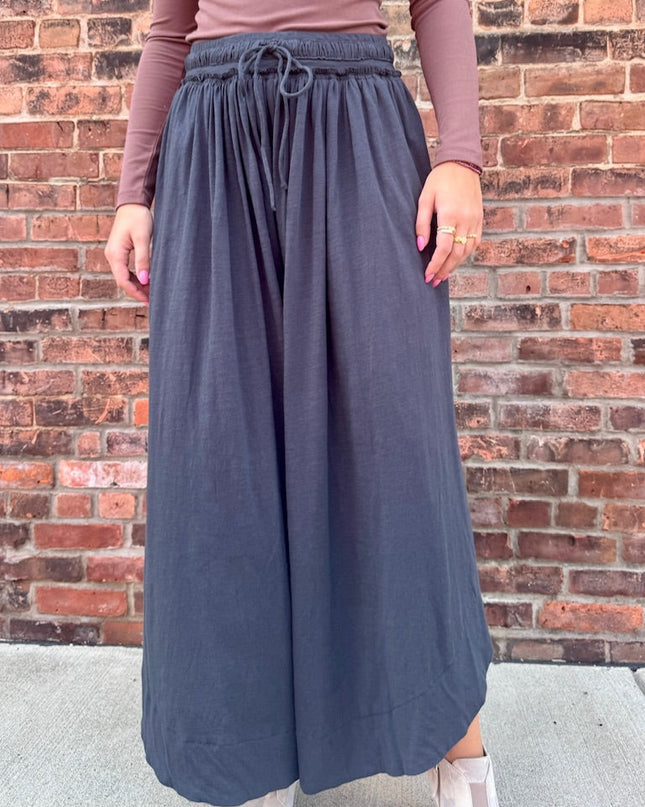 Ash Grey Side Slit Wide Leg Pants - Shop Simply Apparel