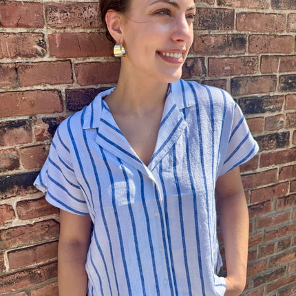 summer striped linen top