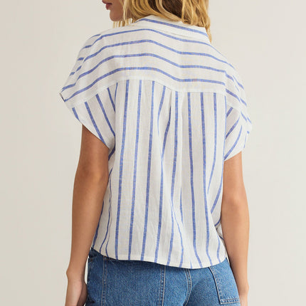Palace Blue Parallel Button Down Top - Shop Simply Apparel