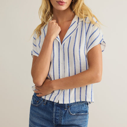 Palace Blue Parallel Button Down Top - Shop Simply Apparel