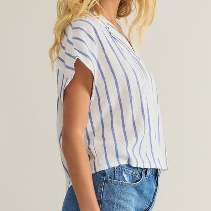 Palace Blue Parallel Button Down Top - Shop Simply Apparel