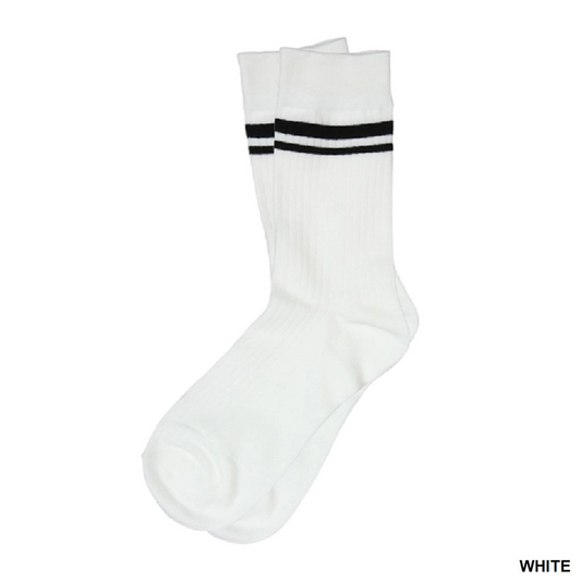 White 2 Stripe Socks