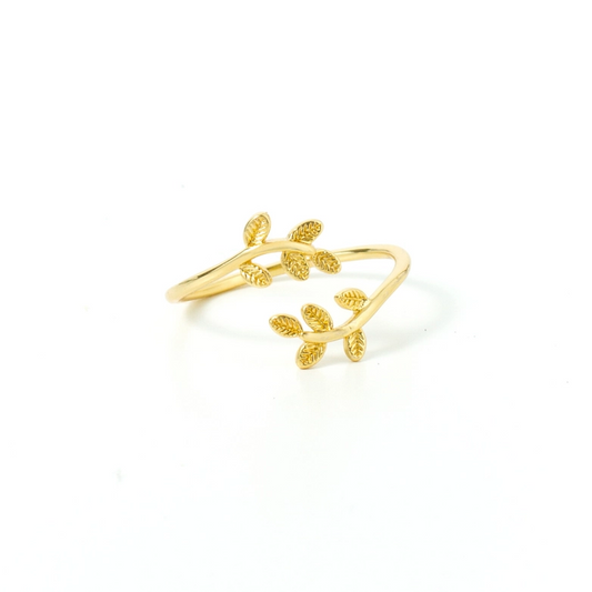 Adjustable Gold Leaf Ring