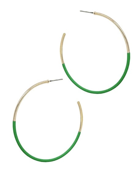 Green/Gold Skinny Hoop Earrings