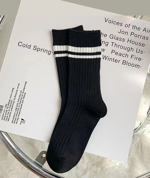Black 2 Stripe Socks