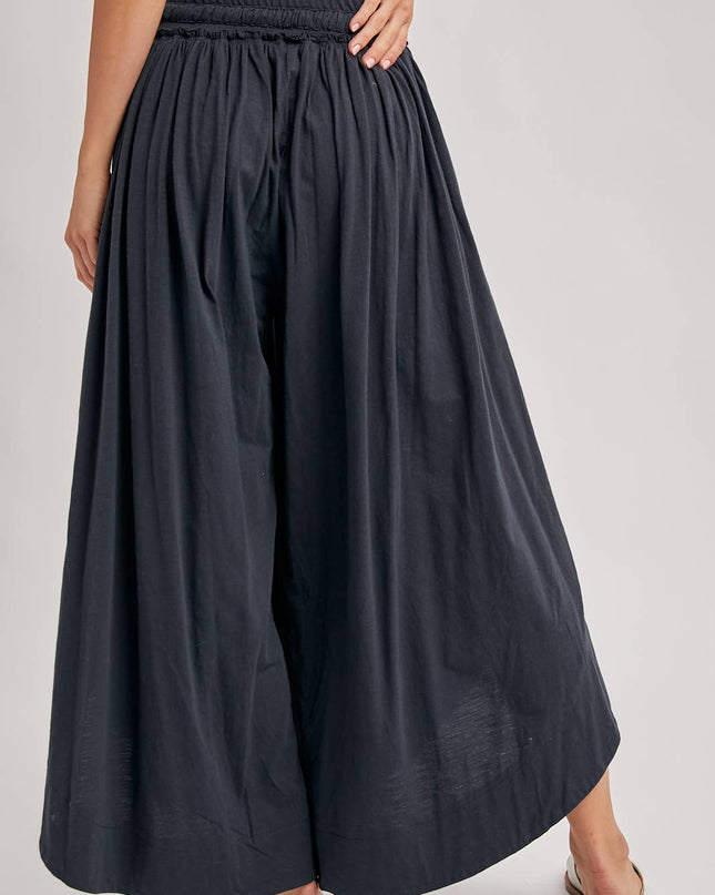 Ash Grey Side Slit Wide Leg Pants