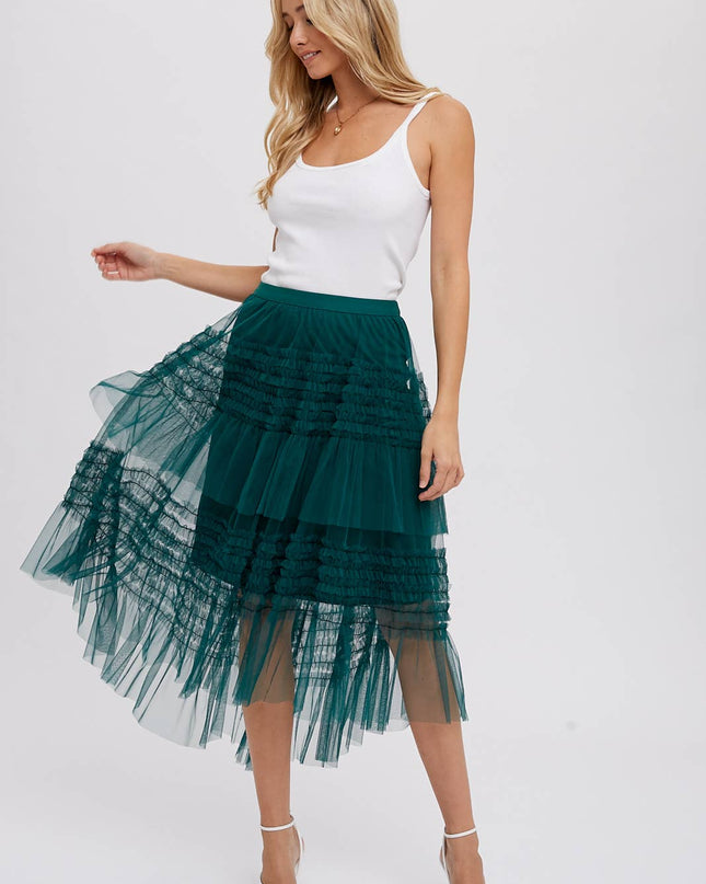 Forest Hi-Lo Tulle Midi Skirt - Shop Simply Apparel