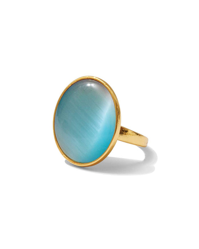Aqua Round Stone Adjustable Ring - Shop Simply Apparel
