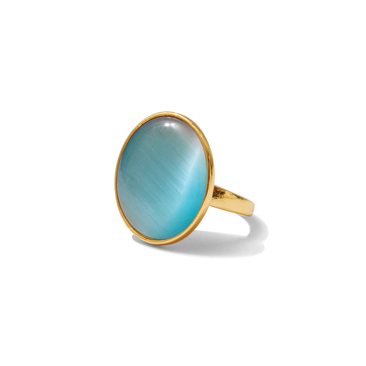 Aqua Round Stone Adjustable Ring