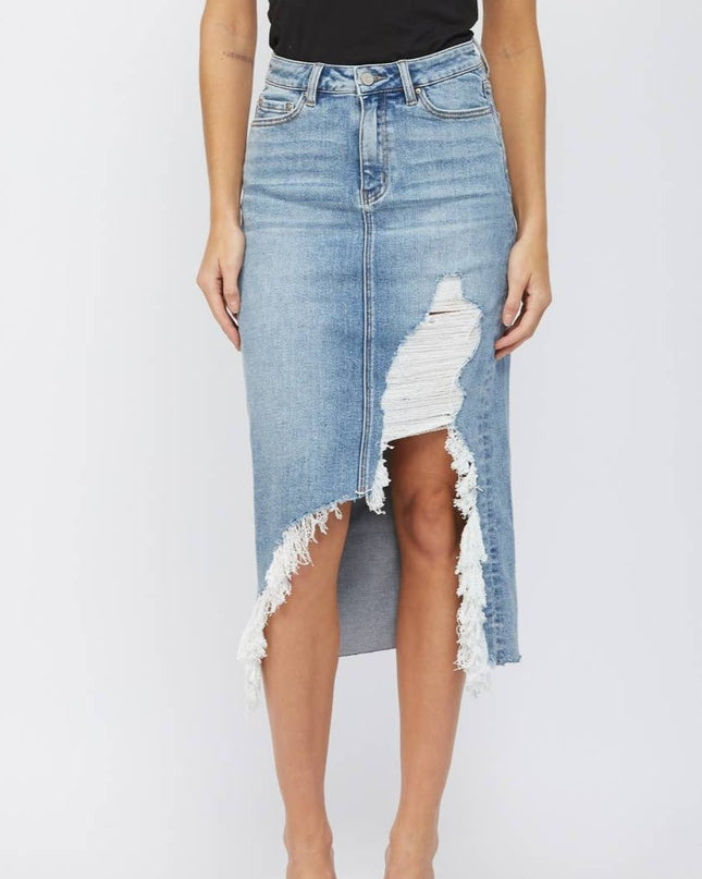 High Waisted Denim Skirt - Shop Simply Apparel