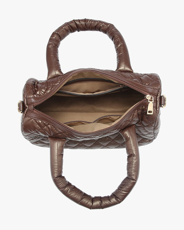 Gunmetal Quilted Nylon Satchel