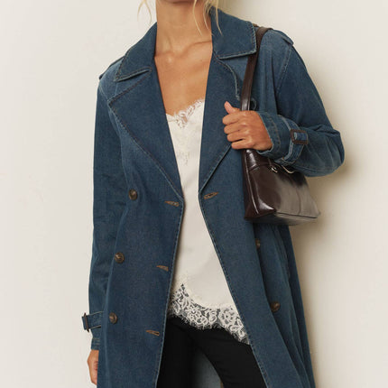 Pre-Order Denim Long Trench Coat