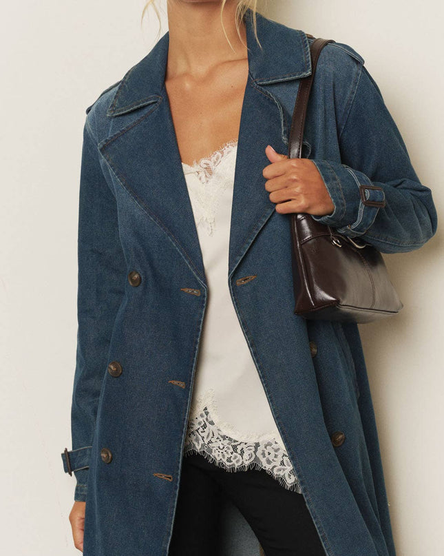 Pre-Order Denim Long Trench Coat