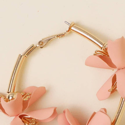 Pink Flower Hoop Earrings - Shop Simply Apparel