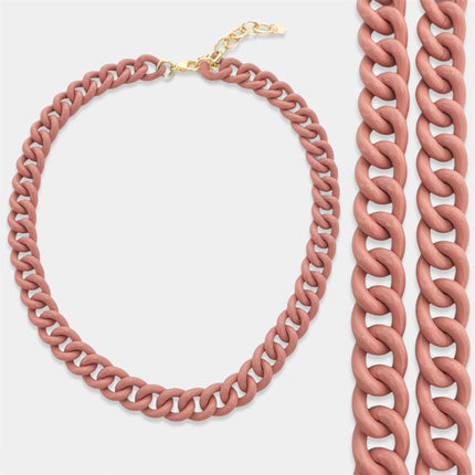 Mauve Enamel Curb Chain Necklace