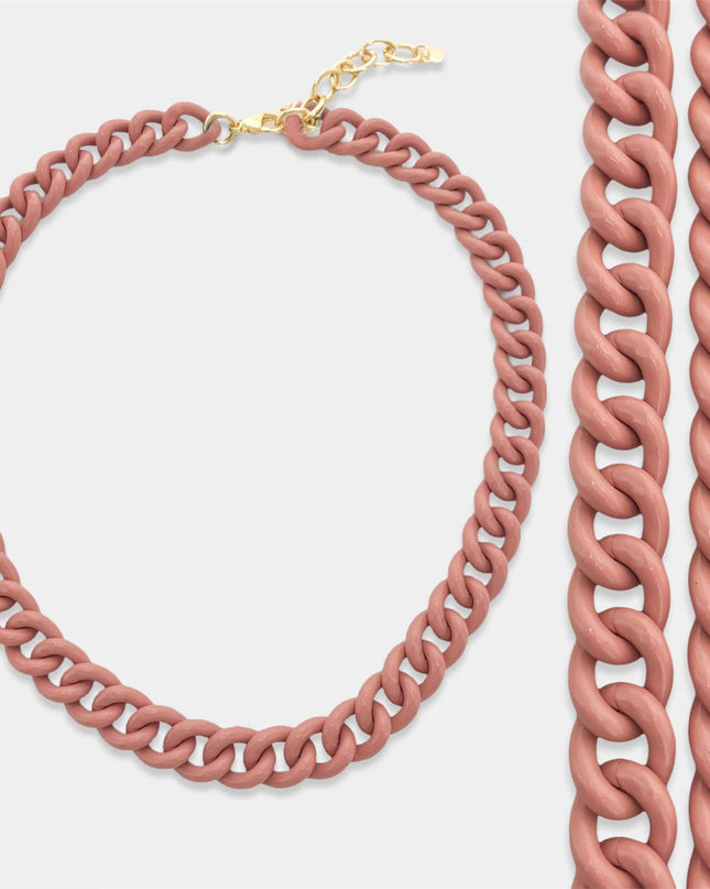Mauve Enamel Curb Chain Necklace