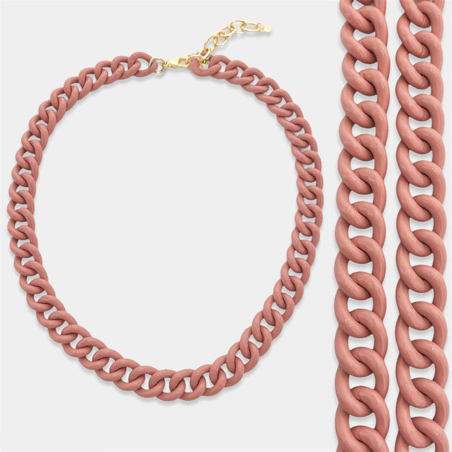Mauve Enamel Curb Chain Necklace