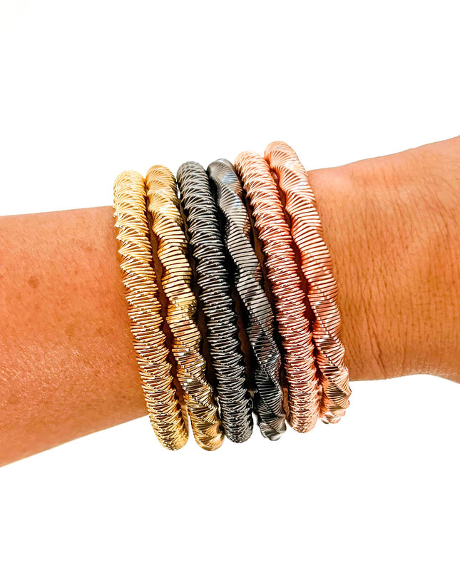 Rose Gold Tight Twist Slinky Stretch Bracelet - Shop Simply Apparel