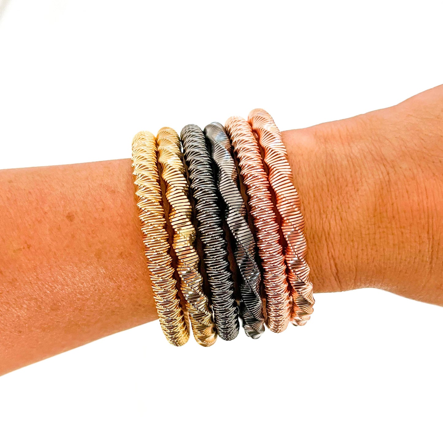 Gold Loose Twist Slinky Stretch Bracelet