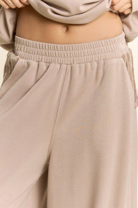 Beige Mixed Media Lounge Pant