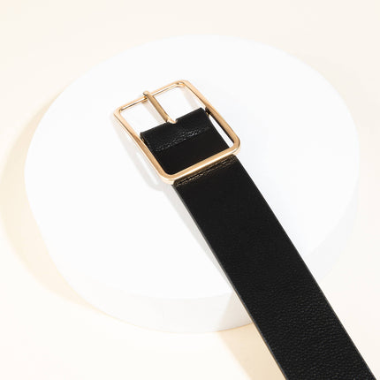 Black Faux Leather Rectangle Cutout Buckle Belt - Shop Simply Apparel