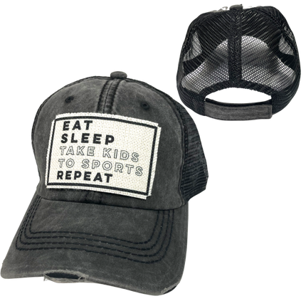 EAT SLEEP SPORTS BALL CAP | UNISEX HAT | DISTRESSED - Shop Simply Apparel