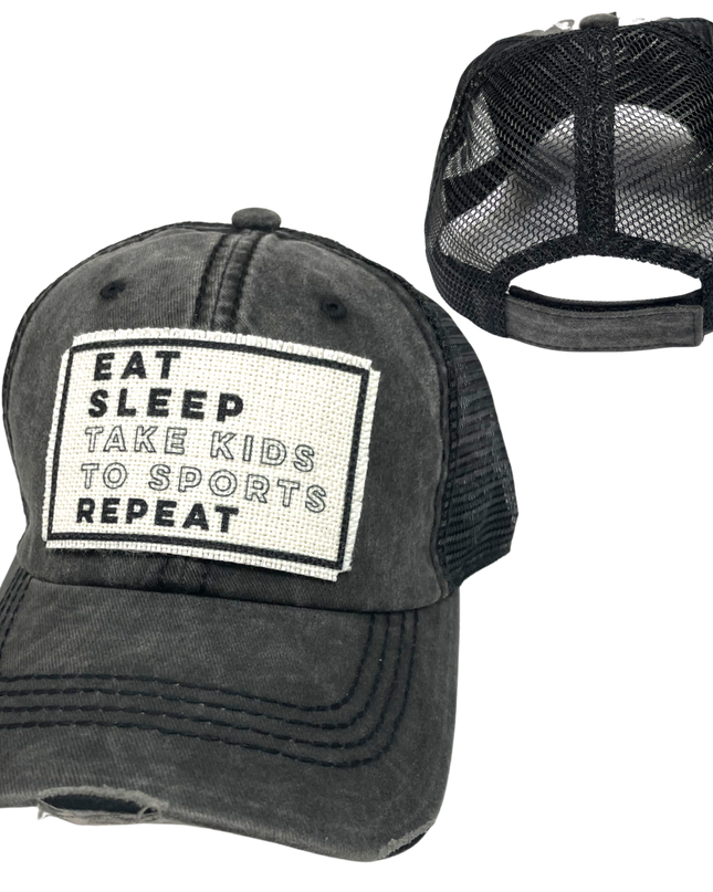 EAT SLEEP SPORTS BALL CAP | UNISEX HAT | DISTRESSED - Shop Simply Apparel