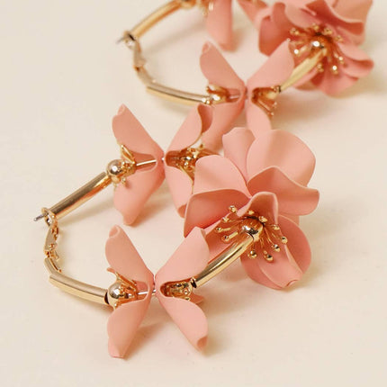 Pink Flower Hoop Earrings - Shop Simply Apparel