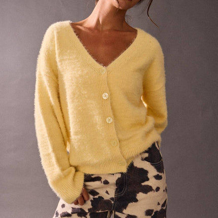 Light Yellow Soft Brushed Cardigan - Shop Simply Apparel