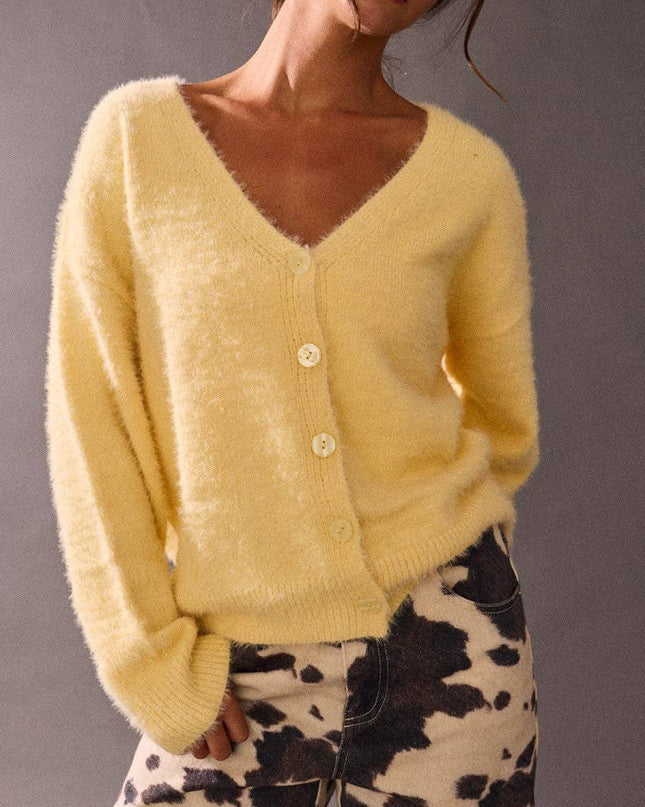 Light Yellow Soft Brushed Cardigan - Shop Simply Apparel