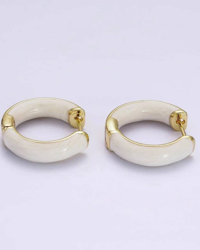 14K Gold Filled Pearlized Enamel Hoops