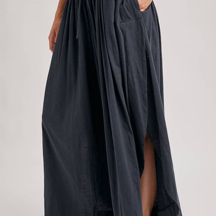 Ash Grey Side Slit Wide Leg Pants