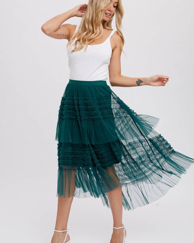 Forest Hi-Lo Tulle Midi Skirt - Shop Simply Apparel