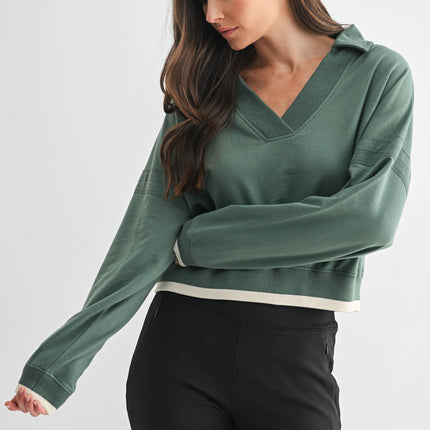 Varsity Line Fleece Pullover Sweater - Shop Simply Apparel