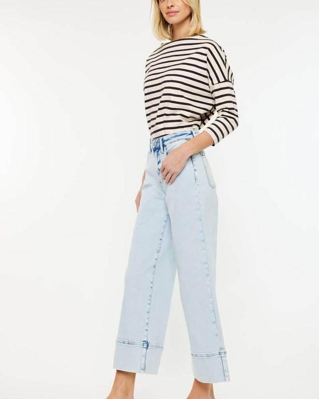 High Rise Cropped Wide Leg Jeans