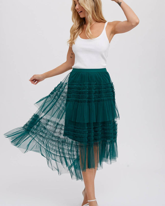 Forest Hi-Lo Tulle Midi Skirt - Shop Simply Apparel