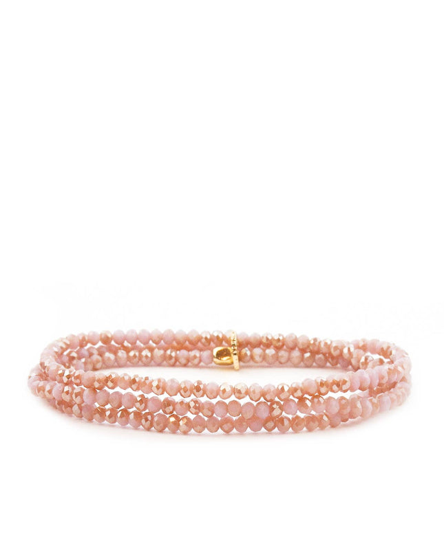 Peach Stretch Crystal Beaded Wrap Bracelet - Shop Simply Apparel