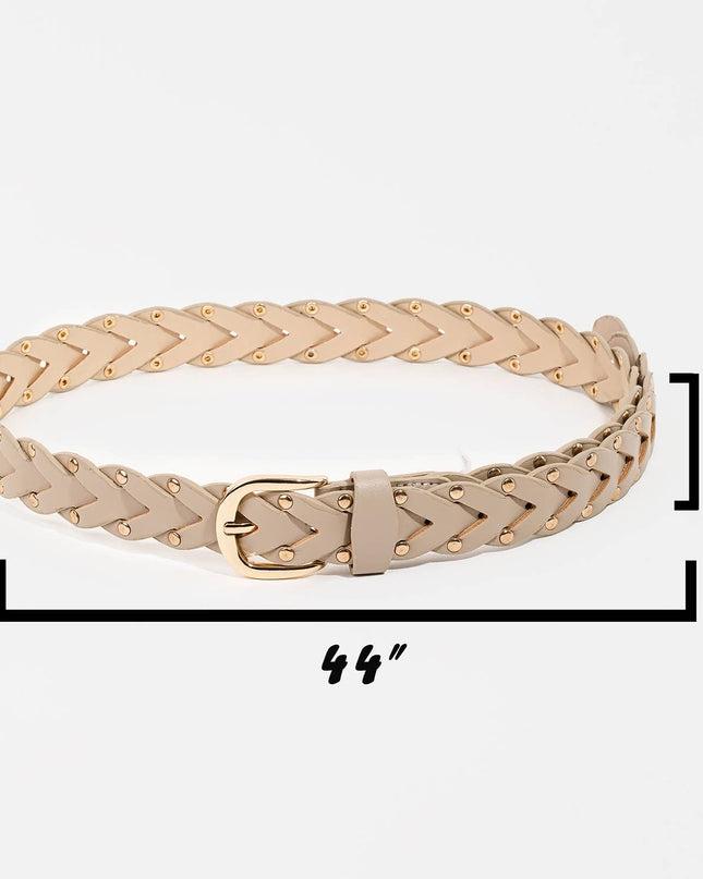 Saddle Tan Faux Leather Braided Belt - Shop Simply Apparel