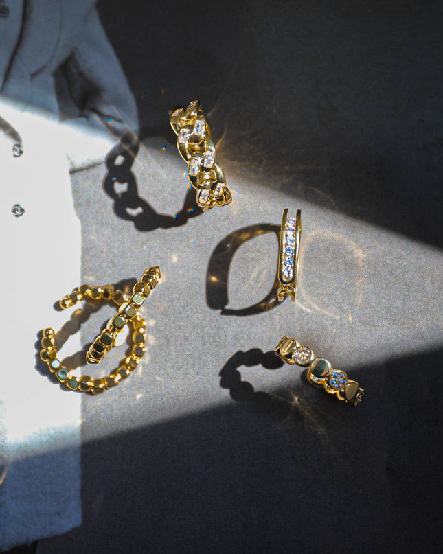 Gold Pave Geo Open Bar Adjustable Ring - Shop Simply Apparel