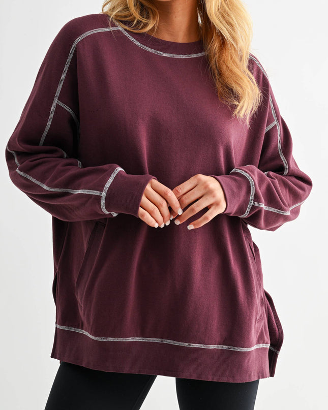 Plum casual sweatshirt top