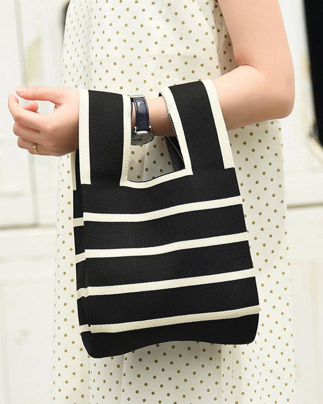 Stripe Print Knit Handbag - Shop Simply Apparel