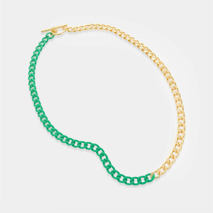 Green Half Enamel Chain Necklace