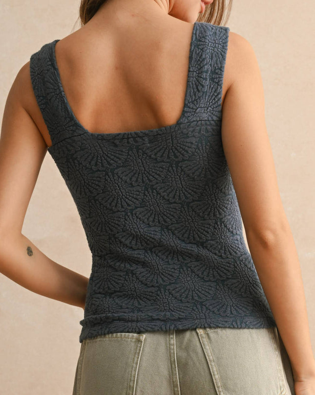 Navy Textured Knit Top